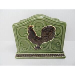 Cracker Barrel Elegant Rooster Green Napkin Holder